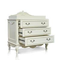 Tocador con 3 cajones, color crema pintado de madera maciza, muebles de guardería hechos a mano de Indonesia