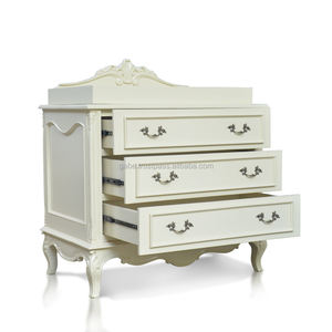 Commode en bois massif avec 3 tiroirs, colorée, meubles de pépinière faits à la main - Product Image 4