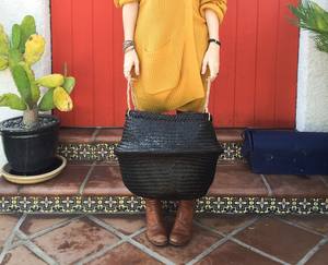 สินค้าขายดี!!! ตะกร้าหญ้าทะเลแบบพับได้สไตล์โบฮีเมียนทำมือทนทานพร้อมที่จับอเนกประสงค์ - Product Image 6