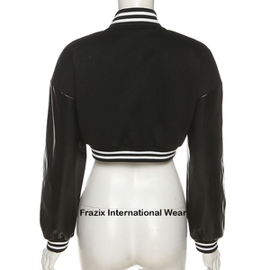 Hot Sale Women's Crop Baseball Coat New Printed Casual <b>Short</b> <b>Jackets</b> Cropped Varsity <b>Jacket</b> Embroidery Decoration Knitted - Product Image 3