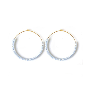 925 argent Sterling plaqué or à facettes rondes Aqua calcédoine perlée boucles d'oreilles créoles Fine fête de mariage cadeau bijoux - Product Image 4