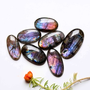 Cabochons extensibles en verre jade, 30 pièces, pendentif de lune, collier cornaline, labradorite, cabine, violet, sans labradorite - Product Image 5