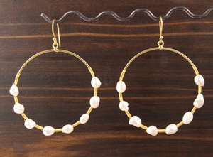 Magnifiques bijoux pour femme, boucles d'oreilles en perles de poire naturelle, fil plaqué or, chaîne bohème, boucles d'oreilles Bali, cadeau - Product Image 2