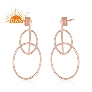 Pendientes colgantes de diseño de signo de la paz de plata chapada en oro rosa indio fabricante joyería colección clásica - Product Image 2