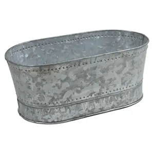 标准椭圆形花盆金属罐和篮子用于家居装饰镀锌饰面户外装饰和餐厅装饰