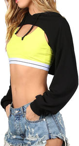 100% coton de Haute Qualité Pull Dames Recadrée Hoodie Sweat Gym Workout Exécution de - Product Image 5