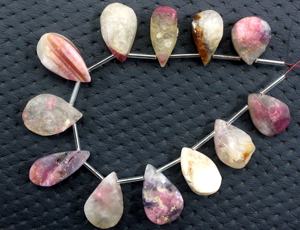 12 Pieces Natural Multi <b>Tourmaline</b> Gemstone Pear Shape Rough Top Quality Making Jewelry Stone Collection - Product Image 2