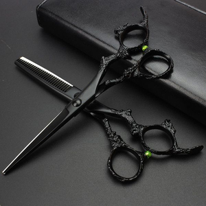 Professional High Quality Barber and Thinning Scissors In Black Titanium Color Hair Scissor With Stainless Steel For Custom <b>Log</b> - Product Image 4