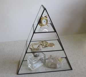 9" and 10" Tall Glass Pyramid Display Shelf - Show off Those Treasures and Your <b>Collections</b> - Product Image 1