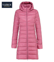 Nouvelle longue doudoune femmes hiver Ultra léger doudoune avec capuche vers le bas manteau femme chapeau détachable