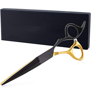 Tijeras para el cabello de color negro y dorado, tijeras para cortar el cabello de peluquero de acero inoxidable con reposapiés fijo, tijeras elegantes de 7,0 "a la venta - Product Image 2