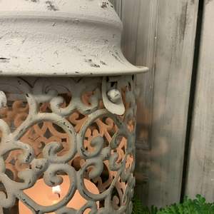 Ensemble de 3 lanternes en métal marocain antique vintage blanc faites à la main Shabby Chic Noël maison bougeoirs décoratifs - Product Image 3