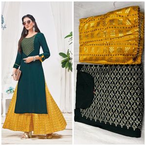 ชุดเดรสผู้หญิงลายปักสไตล์ชีวิต,ชุดกระโปรงเคอร์ติสคู่ผ้าพลาสโซลายกาลีสีแดงเข้มพิมพ์ลายสีเทียน Sharara โดย Royal Export - Product Image 3