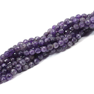 ลูกปัดพลอยสีม่วงธรรมชาติขนาด5-6มม. ขนาด15นิ้วสำหรับทำเครื่องประดับ - Product Image 5