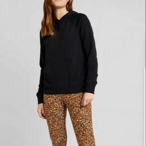 Sudadera con capucha personalizada para mujer, 100% algodón, color negro liso, venta al por mayor - Product Image 4