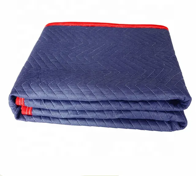 Wholesale Large 80" x 72" Economy Navy Blue and Black Quilted Shipping Furniture Pads Moving and Packing Blankets