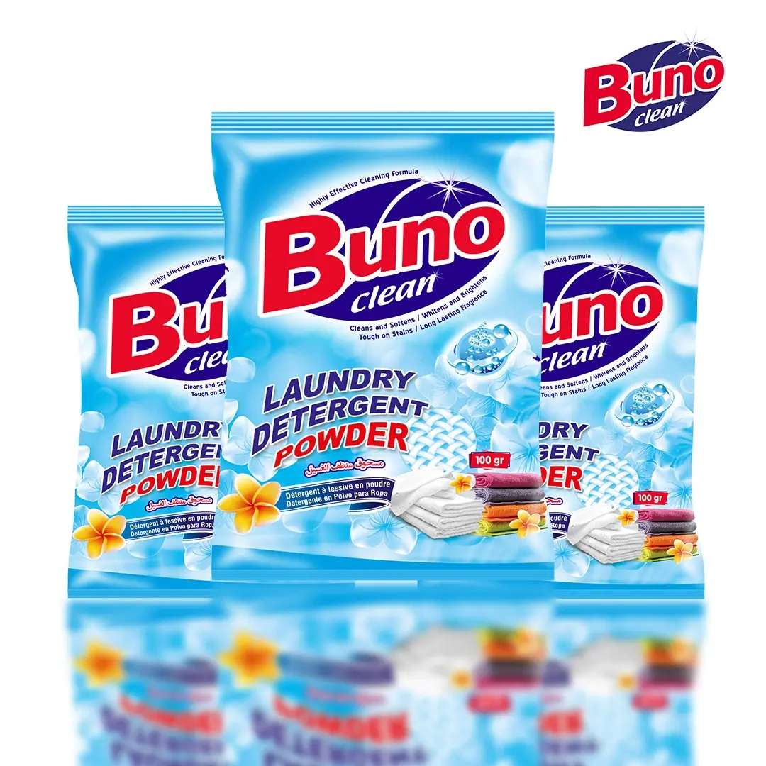 Grosir Bubuk Deterjen Cuci Laundry 100gr Busa Tinggi Deterjen Bubuk Kerapatan Rendah untuk Produsen Laundry OEM ODM PL