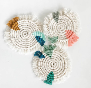 อินเดียHandcraftedผ้าฝ้ายMacrameชาCoaster - Product Image 1