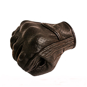 Guantes de cuero para motocicleta de piel de cabra de alta calidad, Fabricados en cuero marrón, listo para enviar pantallas táctiles para hombre, guante de carreras, equipo de ciclismo para Moto - Product Image 2