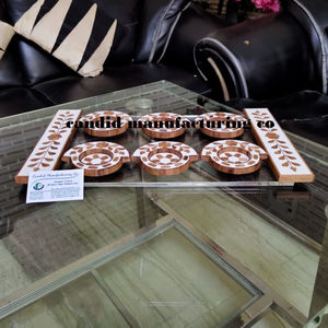 ถาดรองแก้วไม้ทำด้วยมือสุดหรูถาดเสิร์ฟทรงสี่เหลี่ยมผืนผ้าพร้อมแม่มุกถาดเสิร์ฟทรงสี่เหลี่ยมสไตล์อาหรับ - Product Image 3