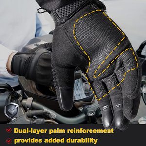 Guantes de cuero personalizados para motocicleta, de alta calidad, con protección de plástico moldeado duro para manos, para motoristas - Product Image 3