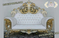 Canapé de mariage de luxe en or blanc italien, fauteuil de salon de mariage de luxe, trône artisanal en bois de teck, canapé de mariage Irlande