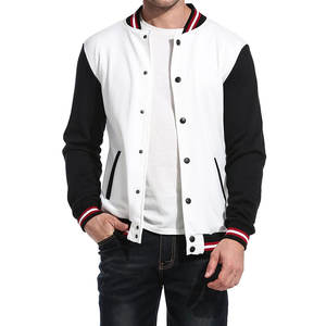 Chaqueta de béisbol de manga larga con estampado personalizado para hombre, chaqueta lisa de color blanco para hombre - Product Image 1
