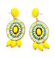 Pendientes de Perlas Tejidas a Mano de Alta Calidad, Clásicos, Chapados en Oro, Multicolores, Personalizados, para Regalo de Aniversario de Bodas