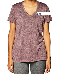 Camiseta de manga corta con cuello en V para mujer, ropa de punto importada con cierre a máquina, 100% - Product Image 5