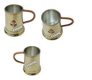 Taza de latón náutico con mango de cobre, tazón de oso de diseño hecho a mano para decoración del hogar y la Oficina - Product Image 1