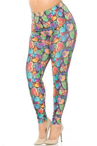 New Wholesale New Arrived Rainbow Venetian Hearts Leggings - Product Image 4