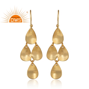 Pendientes colgantes de latón texturizado hechos a mano, joyería de moda, fabricante - Product Image 3