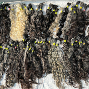 Extensiones de cabello gris a granel, calidad superior, cabello humano indio alineación con cutícula, sin trama, doble estiramiento y un solo donador - Product Image 2