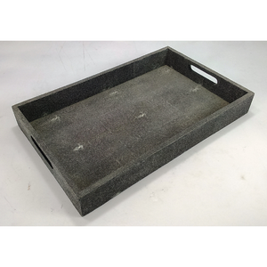 Handmade Retro Tea Tray Vietnam Charcoal Rectangle Serving Tray Shagreen Edges DAPHOCO Veneer <b>Tampered</b> Household - Product Image 4