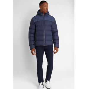 New 2026 <b>Men's</b> Navy Blue Hooded Down Puffer <b>Jacket</b> Windproof Casual <b>Winter</b> Coat Regular Fit Zipper Closure Solid Color - Product Image 5