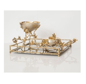 เตาเผากำยานดีไซน์ใหม่สไตล์อาหรับหรูหรา โมเดิร์น ลายใบไม้ทองเหลือง สำหรับตกแต่งบ้านแบบมุสลิม โครงสร้างสแตนเลส - Product Image 1