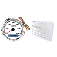 Meteran Motor 85mm Universal Analog Pengukur Kecepatan Elektrik Mobil Odometer Rentang 0~220KMH Lampu Latar MERAH Pelat Putih