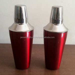 New tấm kim loại thường xuyên Cocktail Shaker với Burgundy & Bạc hoàn thiện thiết kế hiện đại chất lượng tuyệt vời cho uống Bộ của hai