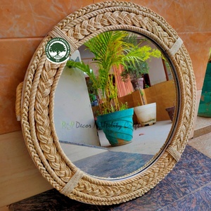 Indian Handmade Round Wall <b>White</b> <b>Mirror</b> Framed by a Rope Decor House <b>Mirror</b> Framed Interior Designer <b>Mirror</b> Nautical Themed - Product Image 3