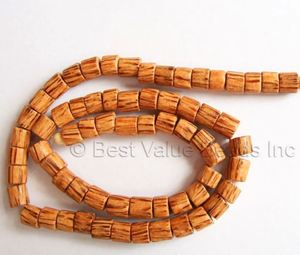 Perles en bois de palmier naturel brun, tube 6x6mm, longueur de brin 16 pouces - Product Image 1