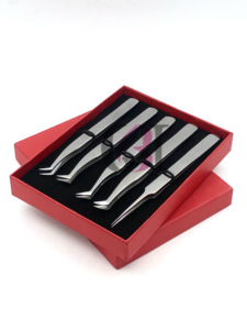 Pince à épiler en acier inoxydable avec votre propre logo personnalisé Meilleur design Argent Russe Volume Extension de cils droits Outils de beauté - Product Image 3