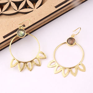 Natural Green Flashy Labradorite Gemstone Drop Earrings Women Textured Finish Hook Drop <b>Statement</b> Wedding Dangle Fashion <b>Jewelry</b> - Product Image 5