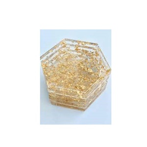 Sous-verre en résine au design de fleur d'or moderne et sous-verre en résine époxy avec fleur pressée pour cadeau de noël - Product Image 6