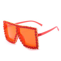Trois HIPPOS 2021 nouvelles lunettes de soleil en diamant à la mode strass carrés monture lunettes de soleil belle couleur lunettes de soleil Uv400
