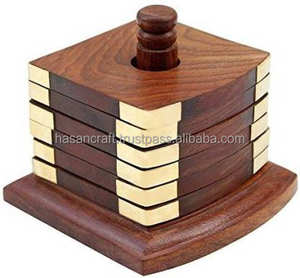 ถ้วยชาไม้ไม่ติดธรรมชาติแบบ100% ถาดรองแก้วทรงสี่เหลี่ยมคุณภาพสูงสำหรับร้านอาหารในบ้านดีไซน์หินอ่อนแบบคลาสสิกขายดี - Product Image 5