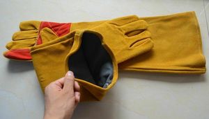Long <b>Split</b> Leather Welding Glove Cuff Welder Protective Soldering Gloves High Quality Professional Welding Gloves on Cheap Price - Product Image 2