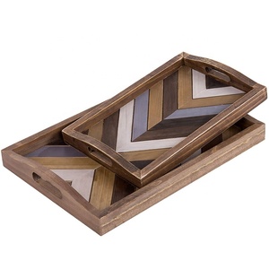 Vietnam Custom <b>Rectangle</b> Tea Wooden Tray With Handle Decorative Serving Wooden Tray for Food - Product Image 3