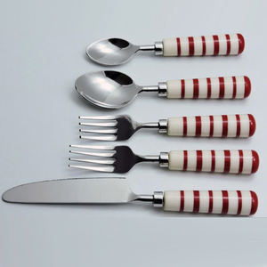 Ensemble de couverts en acier inoxydable avec manche en os blanc, vaisselle polie, couverts de luxe en porcelaine avec céramique - Product Image 4