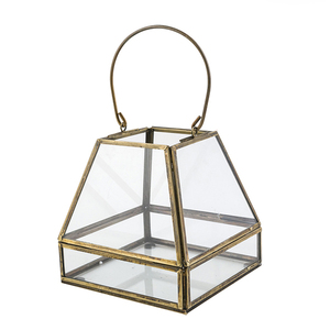 <b>Brass</b> Metal <b>Lantern</b> With Glass Panels For Home Decoration Durable Design - Product Image 1