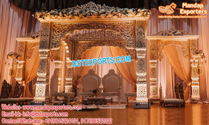Mandap en fibre d'aspect bois pour mariage hindou, Exclusivité Royaume-Uni, Mandap en fibre pour mariage Gujarati, Mandap en fibre sculpté tendance pour mariage, Malaisie - Product Image 5